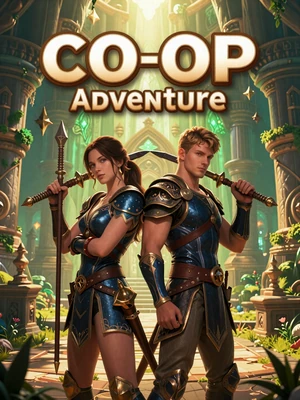 Lantern Keep Together - co-op adventure game cover with two heroes back to back in a vibrant fantasy dungeon